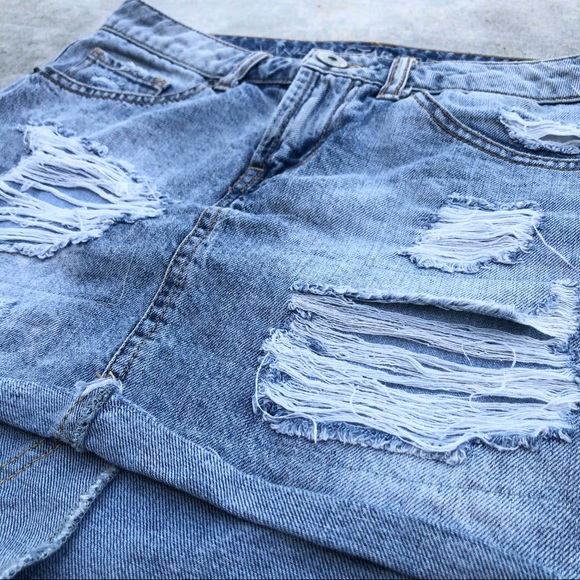 Vanilla Star Light Wash Distressed Mini Jean Skirt - Picture 3 of 5